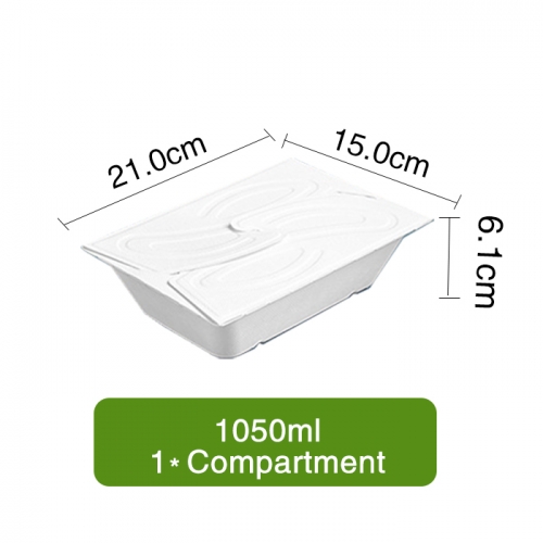 1050ml 1 Compartment Pulp Sugarcane Bagasse Box 