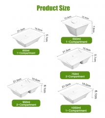 1050ml 1 Compartment Pulp Sugarcane Bagasse Box 