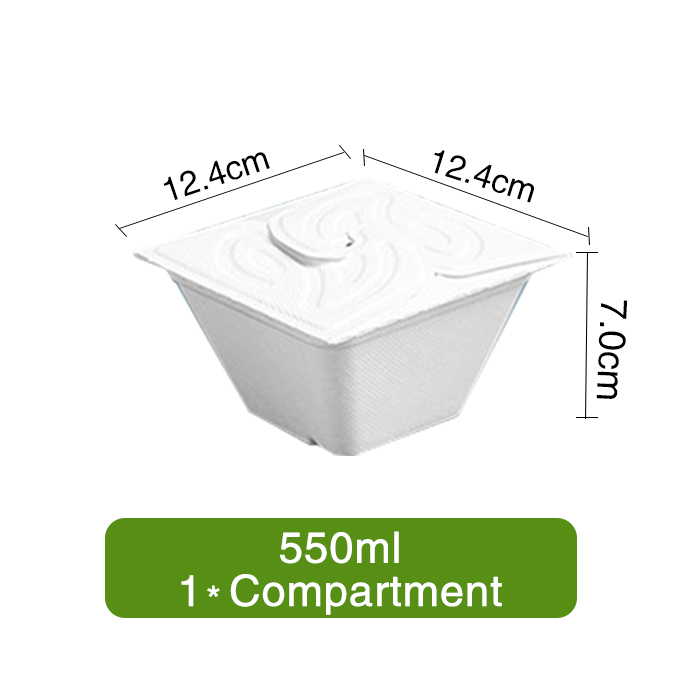550ml Single Compartment Sugarcane Bagasse Meal Box