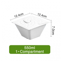 550ml Single Compartment Sugarcane Bagasse Meal Box