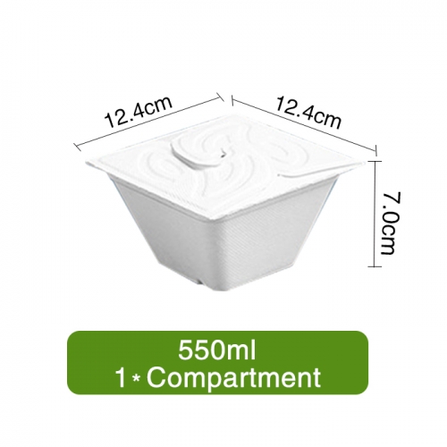 550ml Single Compartment Sugarcane Bagasse Meal Box