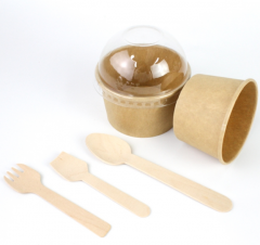 Sommer heißer Verkauf 32OZ Einwegpapier Dessert Eisbecher mit Deckeln