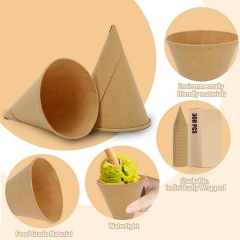 Custom White Brown Disposable Paper Snow Cone Cups