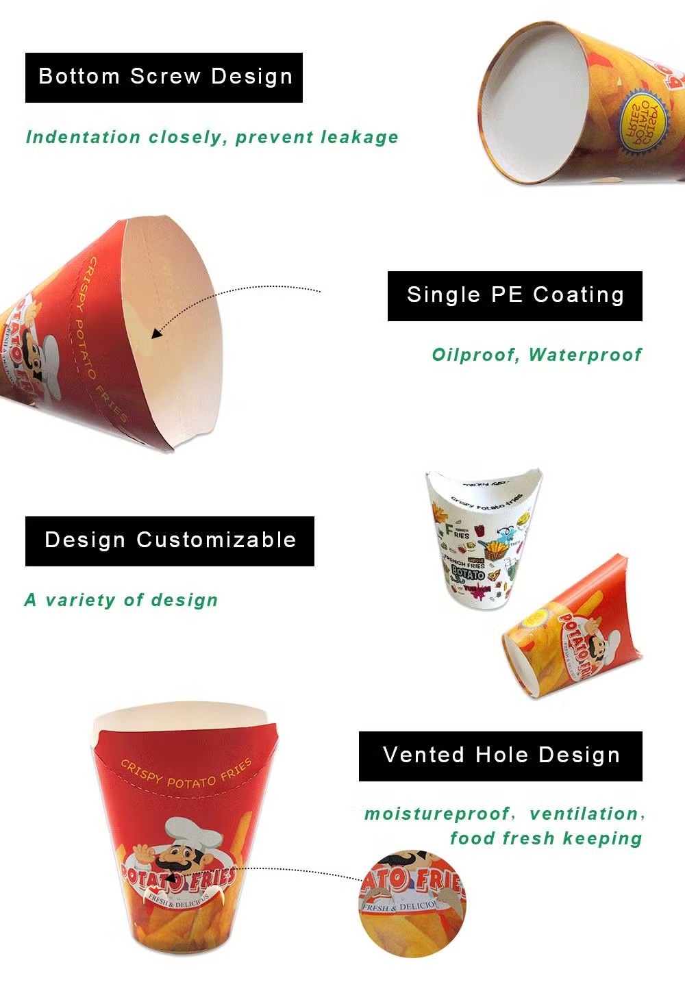 16oz French Fries Paper Cup 