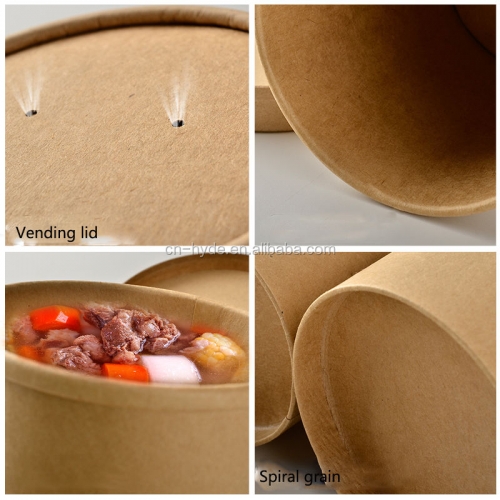 Kraft Paper Soup Cup With Vented Lid