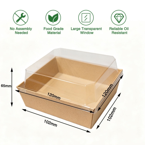 102*102*650mm Paper Dessert Box with Clear Lid