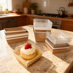 102*102*650mm Paper Dessert Box with Clear Lid