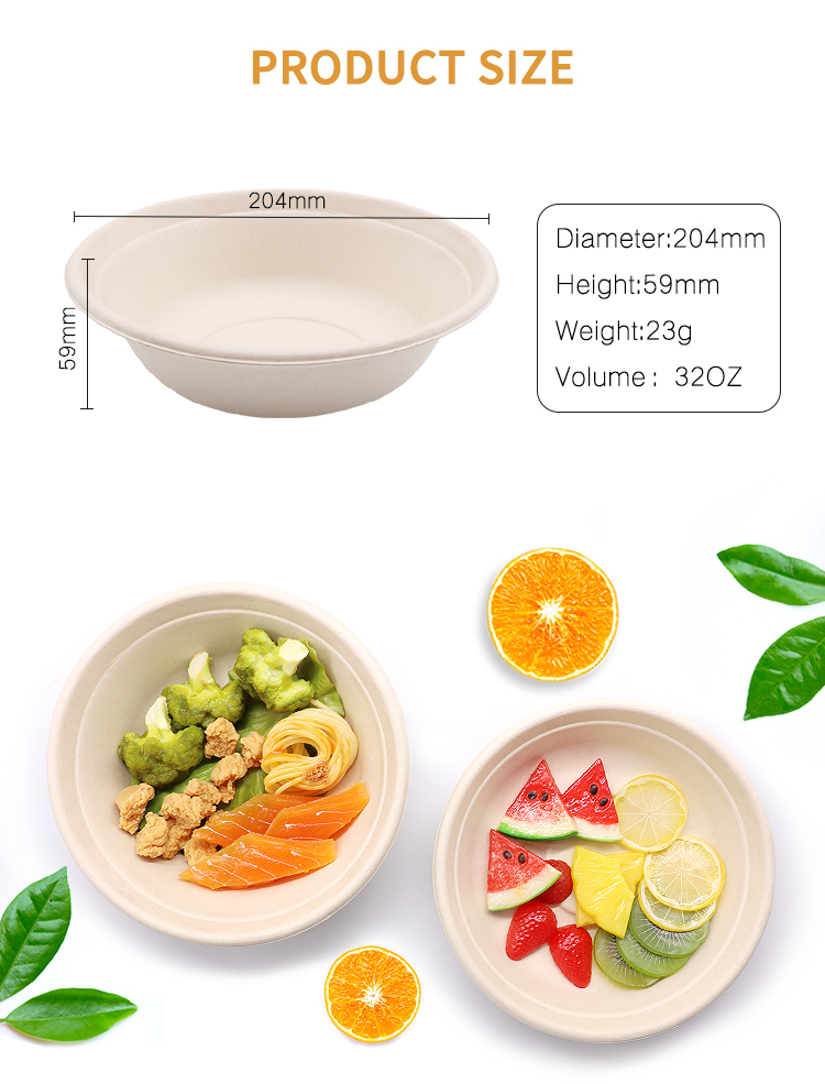  Round Sugarcane Salad Bowl