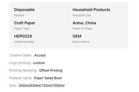  Kraft Paper Bowls Sizes