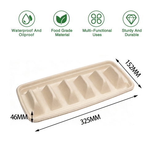 Bagasse Taco Holder with 5 Compartment 