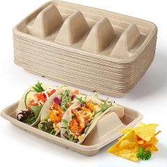 Bagasse Taco Holder with 5 Compartment 