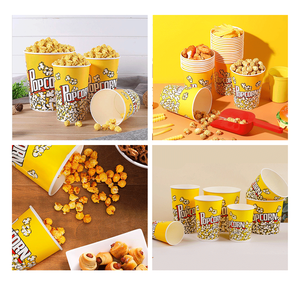 Custom 32oz 46oz 64oz 85oz 130oz Popcorn Paper Cup Bucket