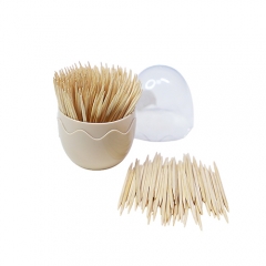 Bamboo Round Toothpicks With Storage Holder