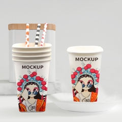 Thickened Disposable Square Paper Cups with Lids