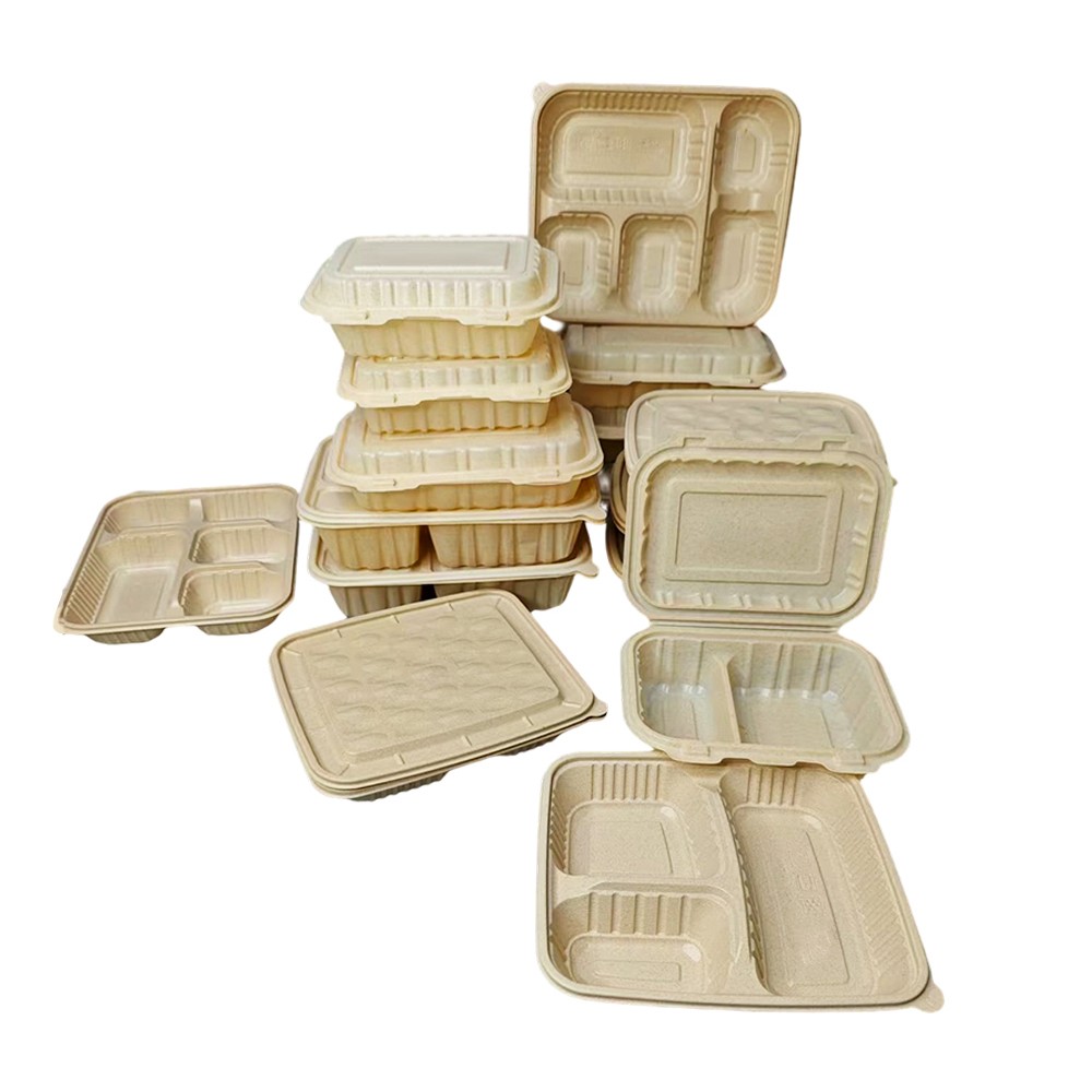 Disposable Rice Husk Lunch Box Compartment Bento Box