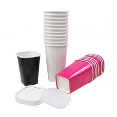 Custom Disposable Paper Square Coffee Cups with Lid