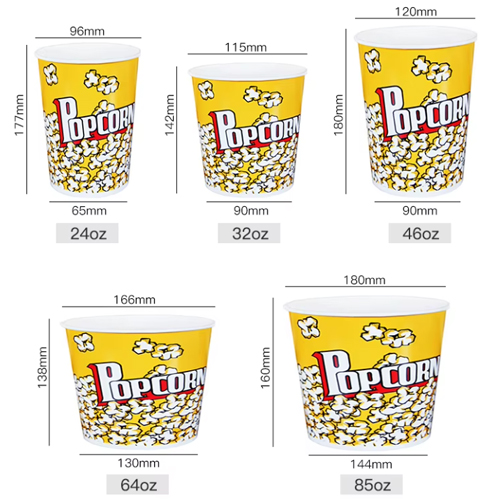 Multiple Sizes Disposable Paper Popcorn Bucket/Cup