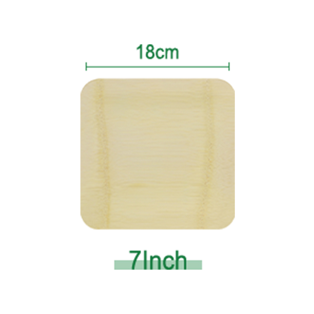 7 Inch Disposable Square Bamboo Plates for Parties