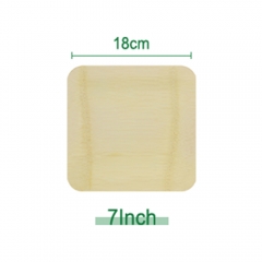 7 Inch Disposable Square Bamboo Plates for Parties