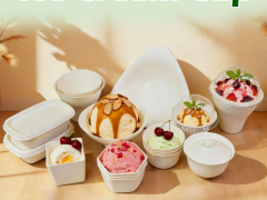 2-12 oz Bagasse Ice Cream Bowl Irregular Ice Cream Cup Supply