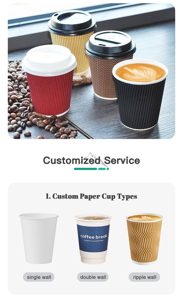Disposable PLA Coating Coffee Paper Cups with Logo
