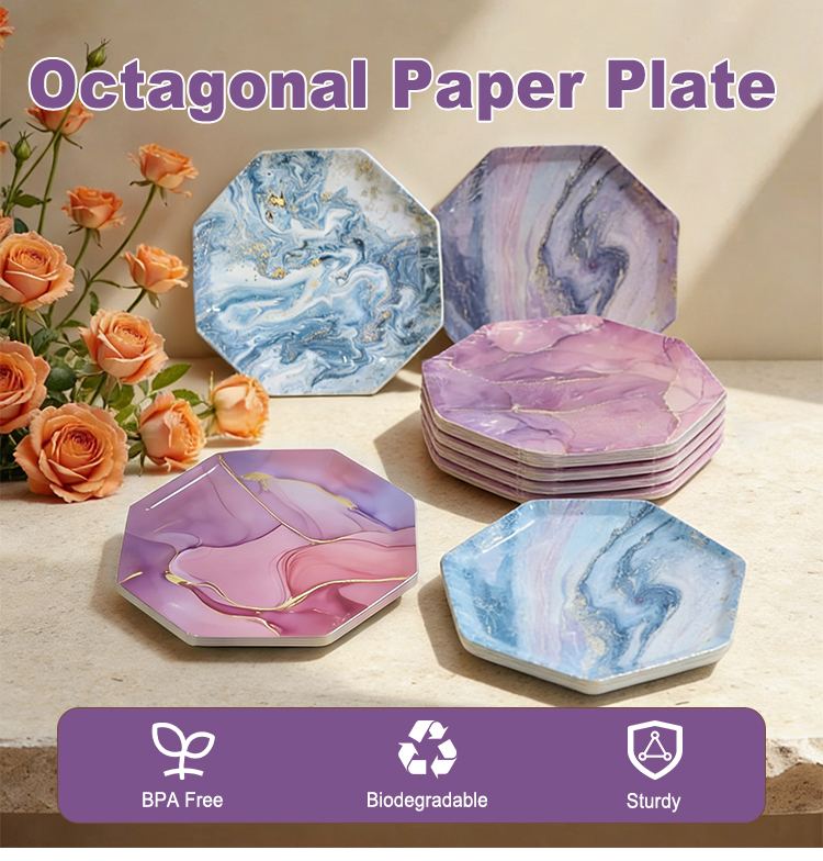Custom Octagonal Shap Paper Plate