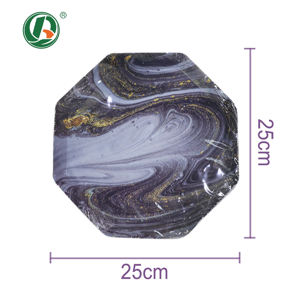 Compostable Octagonal Shap Disposable Paper Plates for Cake Party 