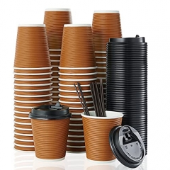 Disposable PLA Coated Kraft Paper Cup with Lids
