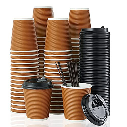 Disposable PLA Coated Kraft Paper Cup with Lids