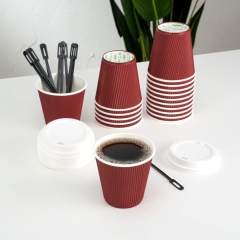 Disposable 4oz PLA Coated Ripple Wall Coffee Paper Cup for Hot Drinks