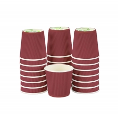 Disposable 4oz PLA Coated Ripple Wall Coffee Paper Cup for Hot Drinks