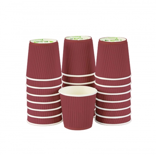 Disposable 4oz PLA Coated Ripple Wall Coffee Paper Cup for Hot Drinks