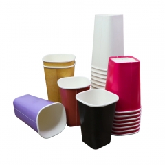 Disposable Single Wall Truffle Square Paper Coffee Cups with Lids