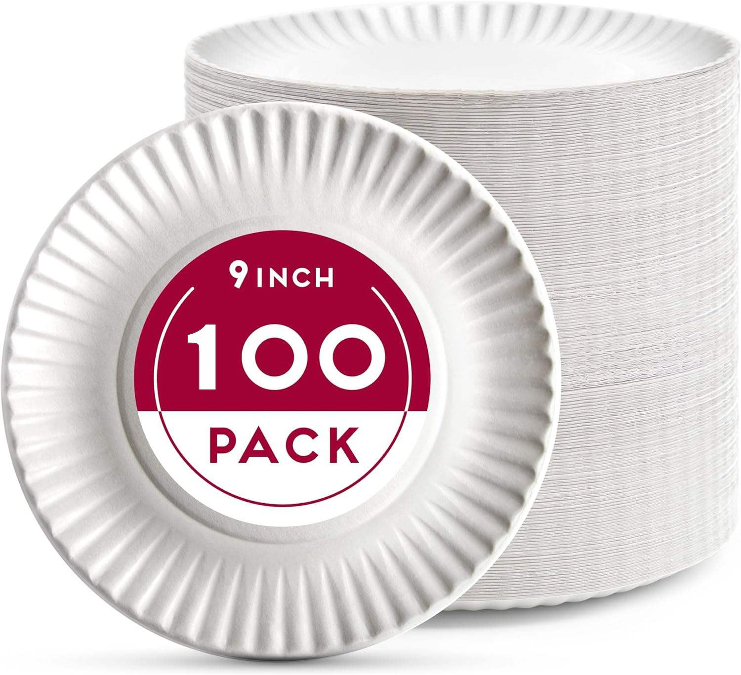 9 Inch Uncoated Paper Plates Bulk Pack