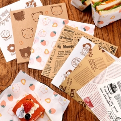 Bulk Printed Burger Paper Wraps PE Coated Burger Paper