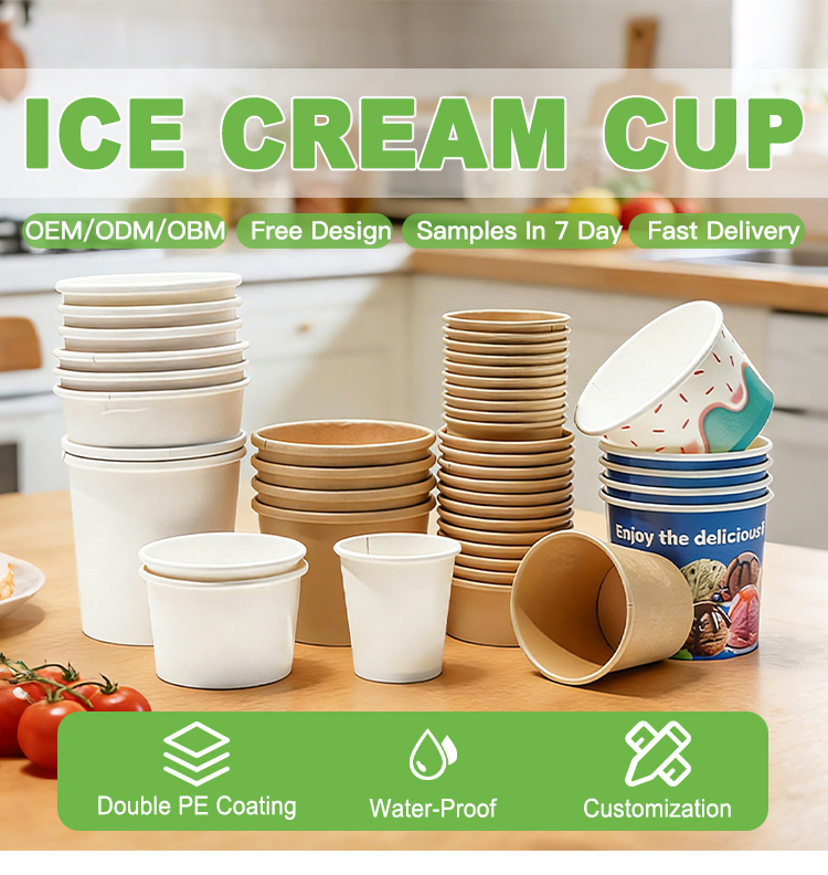 Personalized Kraft Ice Cream Cups