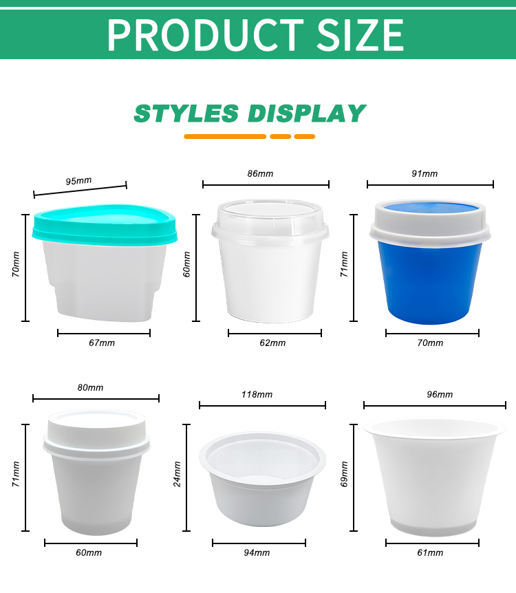 Bulk Custom PP Yogurt Ice Cream Cups with Lids 
