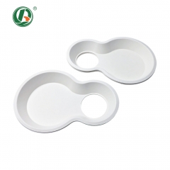 Disposable Bagasse 2-in-1 Cup Holder Food Tray Compostable Cup Tray Bulk