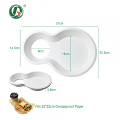 Disposable Bagasse 2-in-1 Cup Holder Food Tray Compostable Cup Tray Bulk