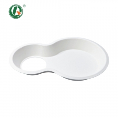 Disposable Bagasse 2-in-1 Cup Holder Food Tray Compostable Cup Tray Bulk