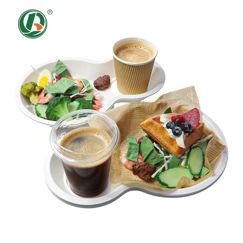 Bandejas e conjuntos de xícaras de café de cana-de-açúcar para fabricação de alimentos e bebidas (OEM)