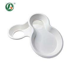 Disposable Bagasse 2-in-1 Cup Holder Food Tray Compostable Cup Tray Bulk
