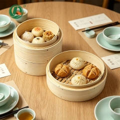 นึ่งติ่มซำไม้ไผ่ขนาดใหญ่สำหรับร้านอาหาร