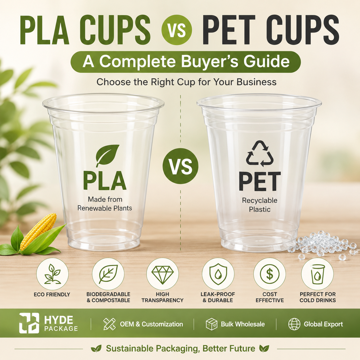 PLA Cups vs PET Cups：A Complete Buyer's Guide