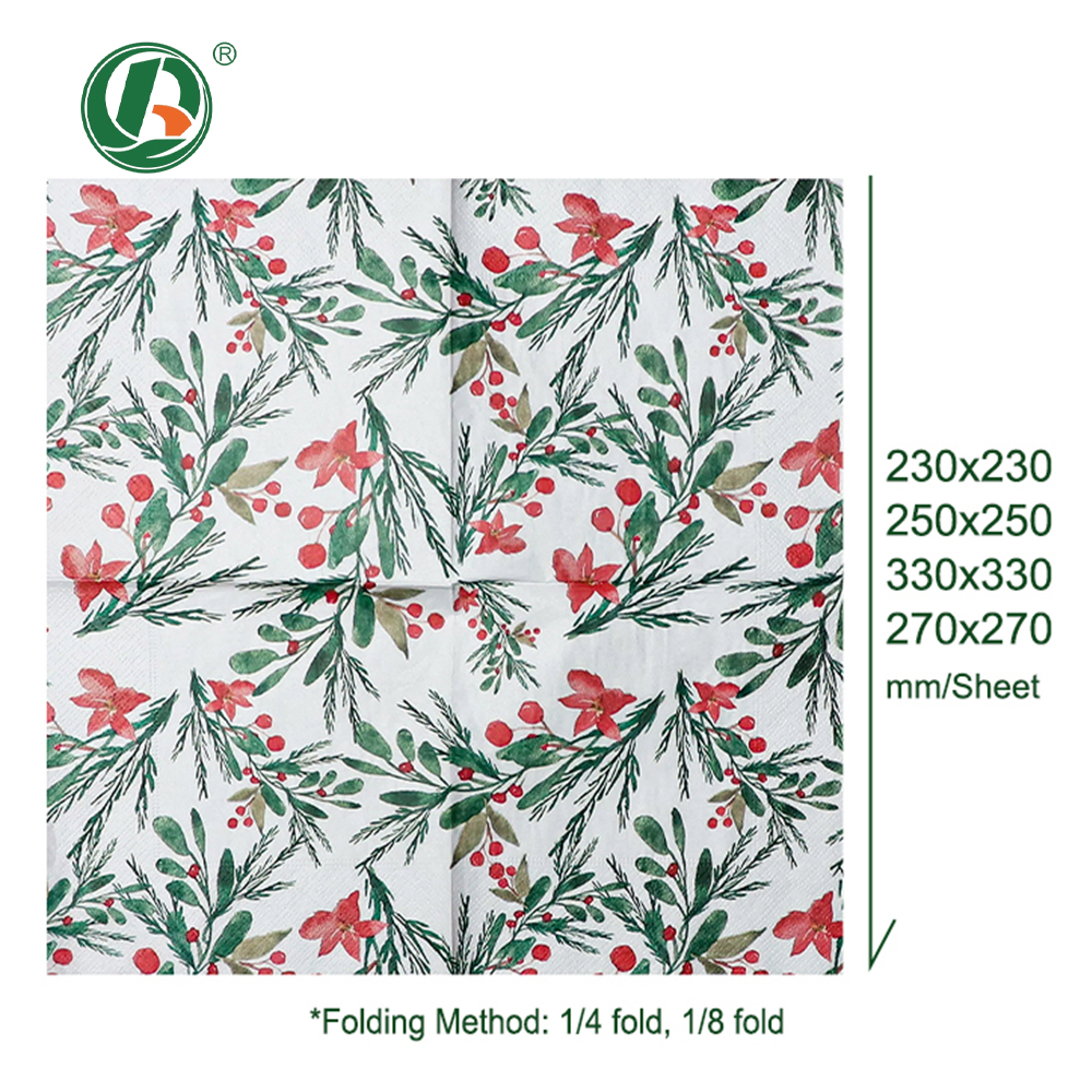 Custom Printed Biodegradable Disposable Paper Napkins for Restaurants Foodservice Beverage Dinner Sq...