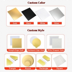 Food-Grade Custom Round Square Rectangle Cake Boards for Bakery Cake Dessert Packaging