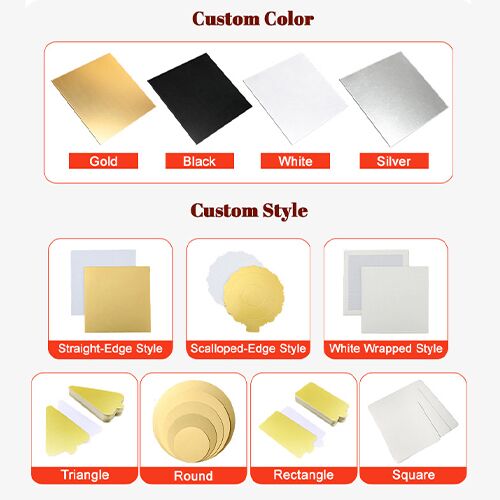 Food-Grade Custom Round Square Rectangle Cake Boards for Bakery Cake Dessert Packaging