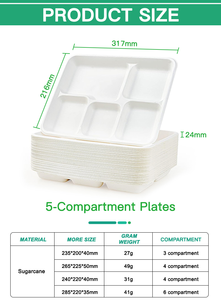 sugarcane compartment tray