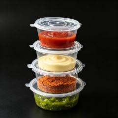 0.5oz 2 oz 3.25 oz 4 oz 5oz Plastic Portion Cups with Lids Wholesale Clear Sauce Cups