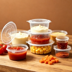 0.5oz 2 oz 3.25 oz 4 oz 5oz Plastic Portion Cups with Lids Wholesale Clear Sauce Cups